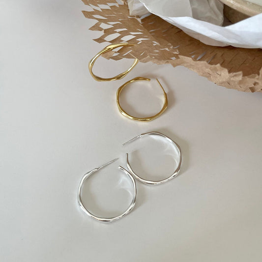 925 Sterling Silver Bamboo Hoop Earrings