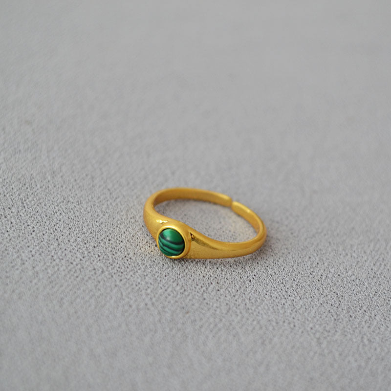 Brass Natural Stone Adjustable Ring