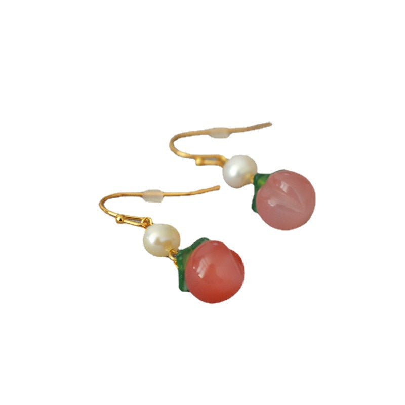 Brass Peach Pearl Earrings