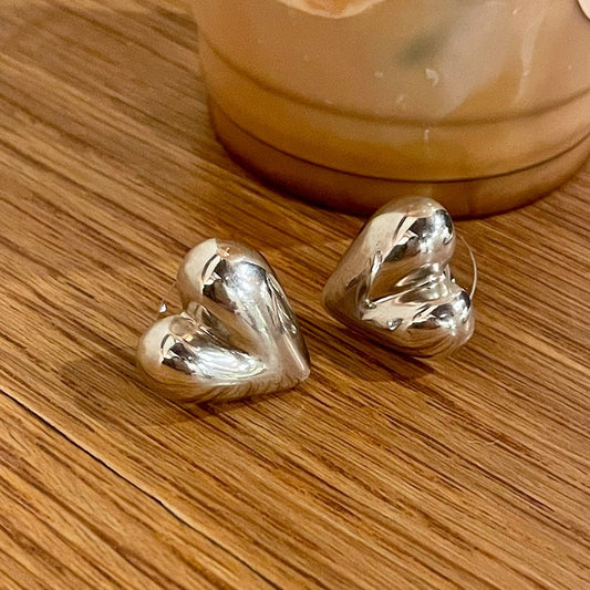 925 Sterling Silver Heart Earring Studs