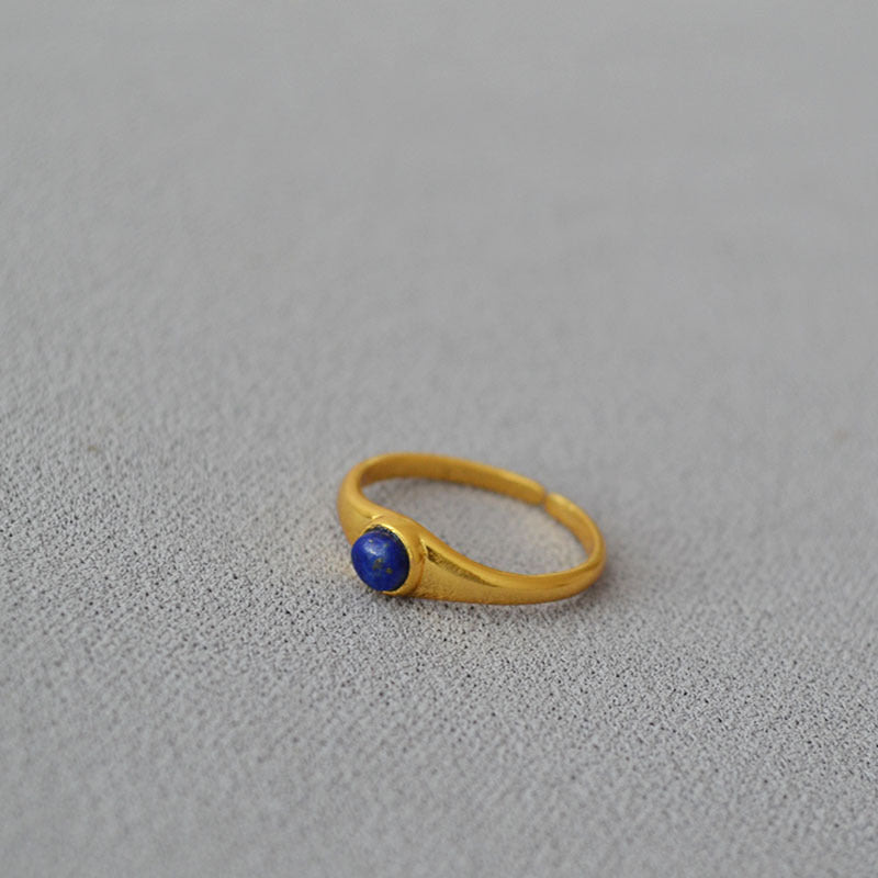 Brass Natural Stone Adjustable Ring