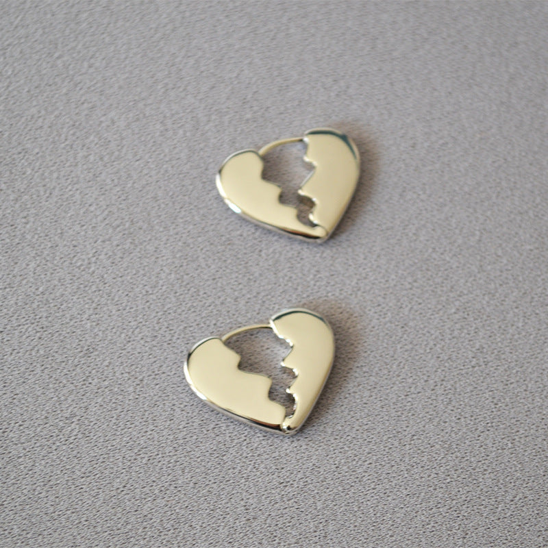 Brass Heart Broken Earrings