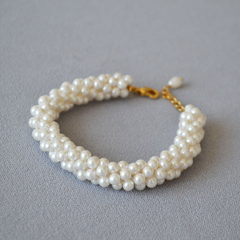 Brass Freshwater Pearl Bracelet Bangle