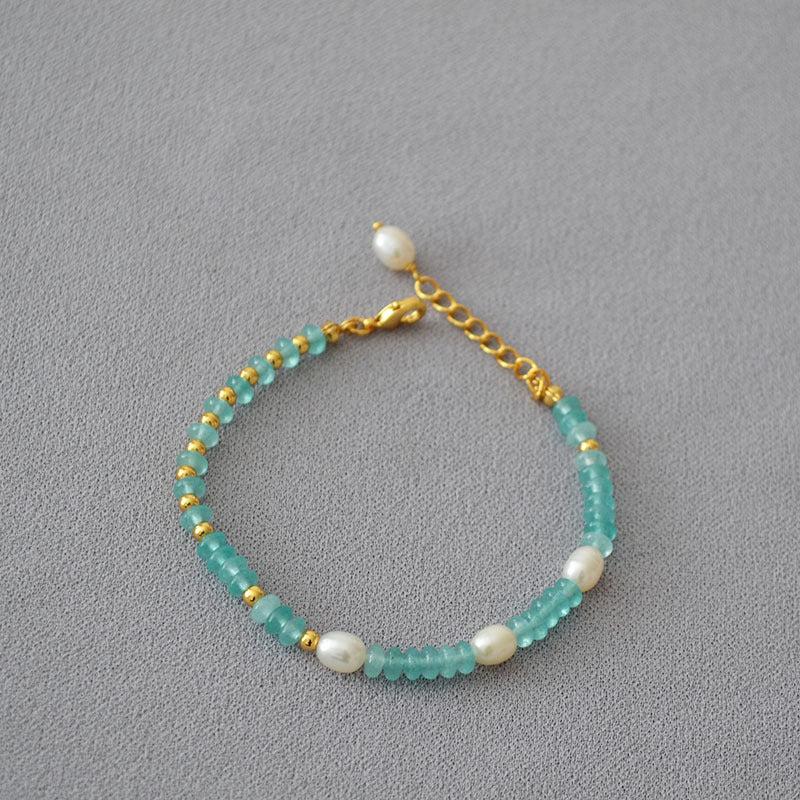 Freshwater Pearl Natural Stone Brass Bracelet Bangle