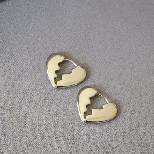 Brass Heart Broken Earrings