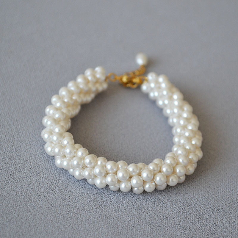 Brass Freshwater Pearl Bracelet Bangle