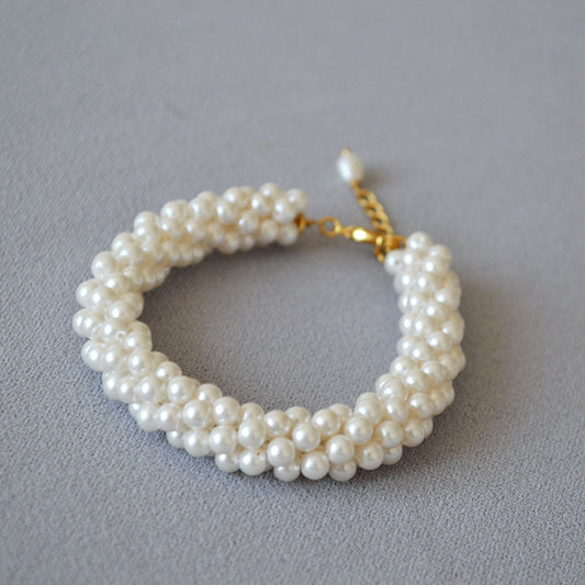 Brass Freshwater Pearl Bracelet Bangle