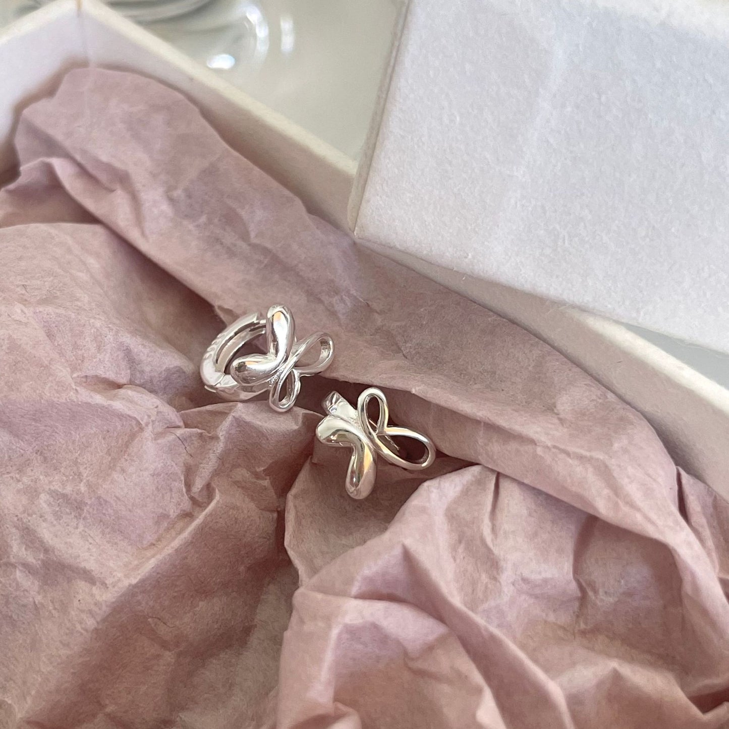 925 Sterling Silver Butterfly Hoop Earrings