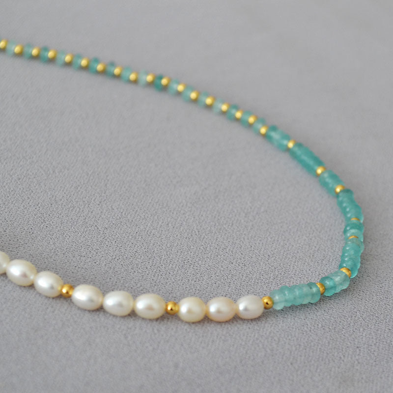 Brass Freshwater Pearl Beaded Necklace