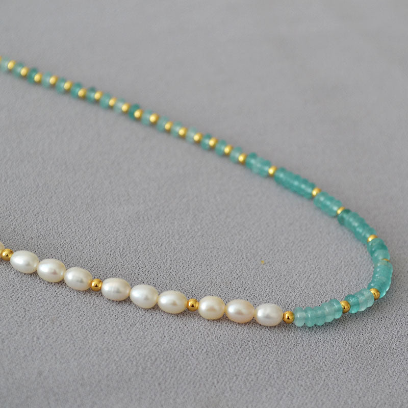 Brass Freshwater Pearl Beaded Necklace