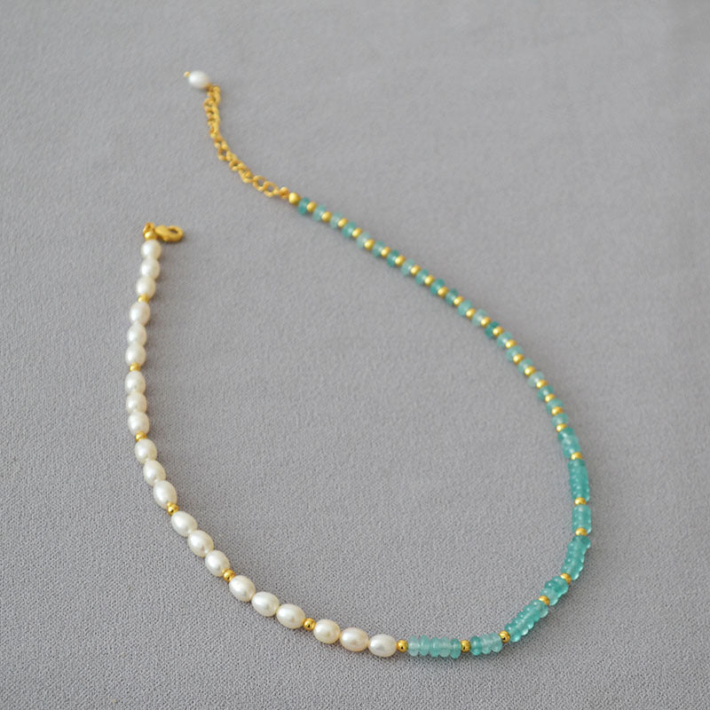 Brass Freshwater Pearl Beaded Necklace