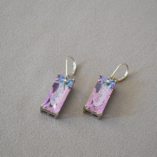 Brass Square Zircon Earrings