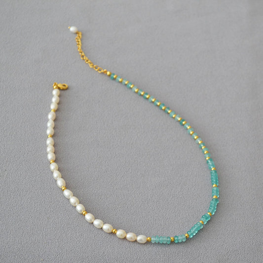 Brass Freshwater Pearl Beaded Necklace