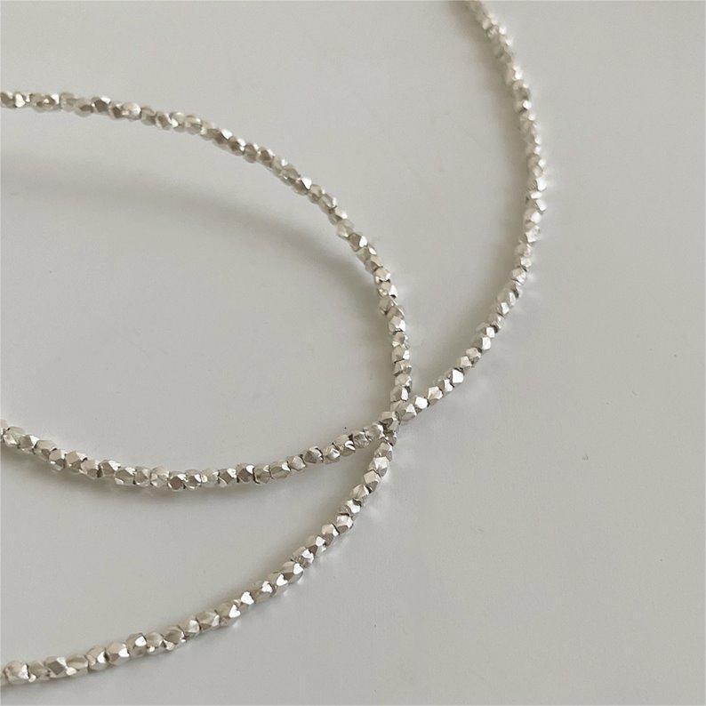 925 Sterling Silver Cube Bead Necklace