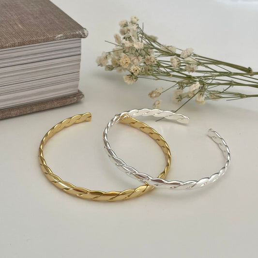 925 Sterling Silver Twisted Bangle Bracelet