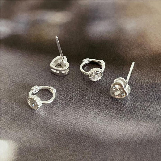 925 Sterling Silver Delicate CZ Hoop Earrings