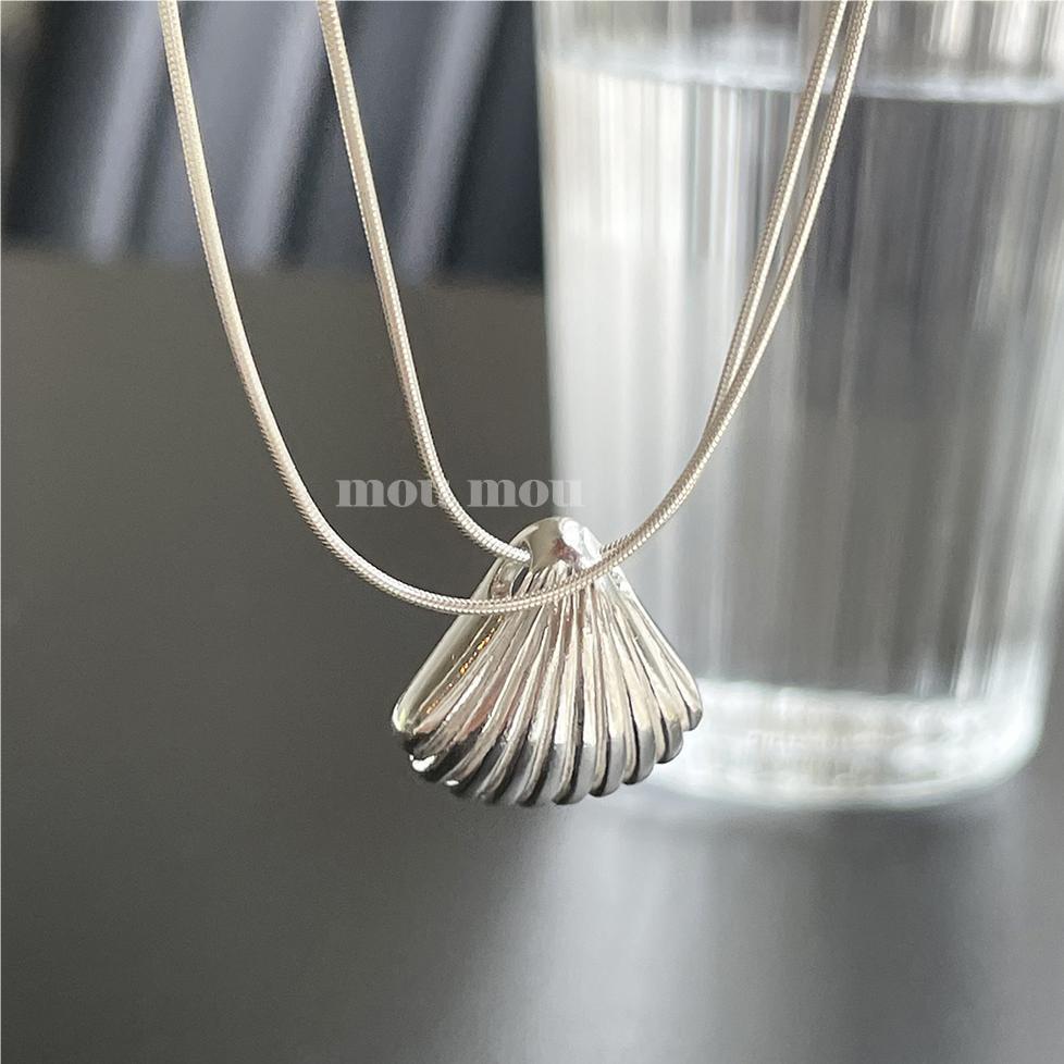 925 Sterling Silver Mother of Pearl Shape Pendant Necklace