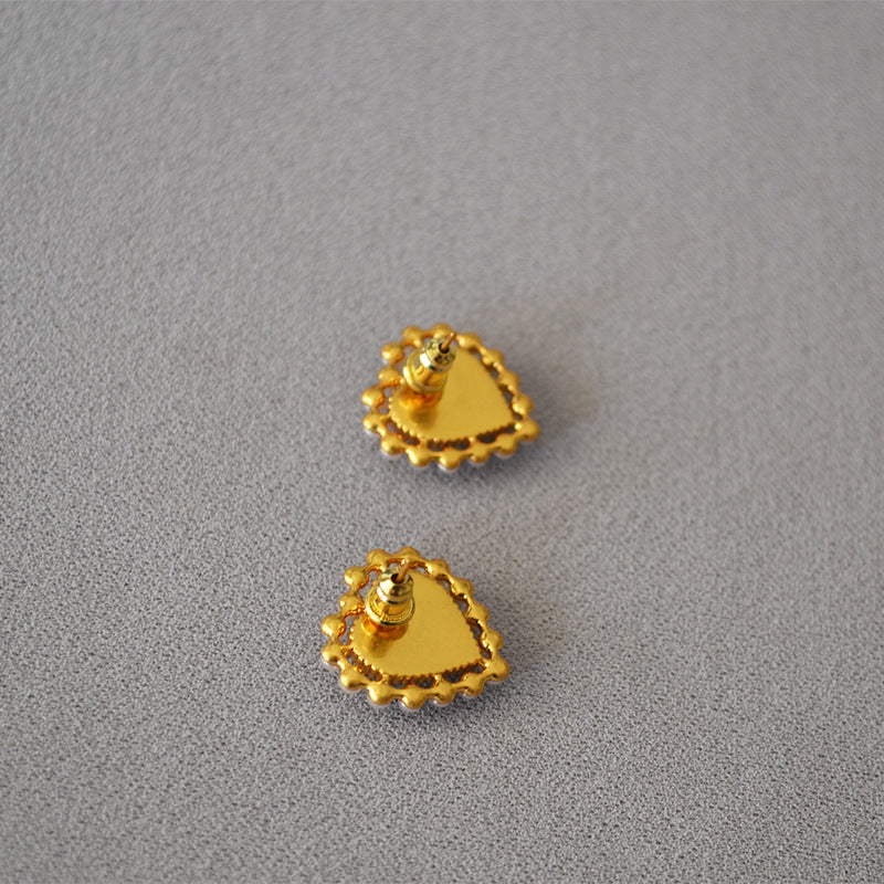 Brass Heart Shape Stud Earrings
