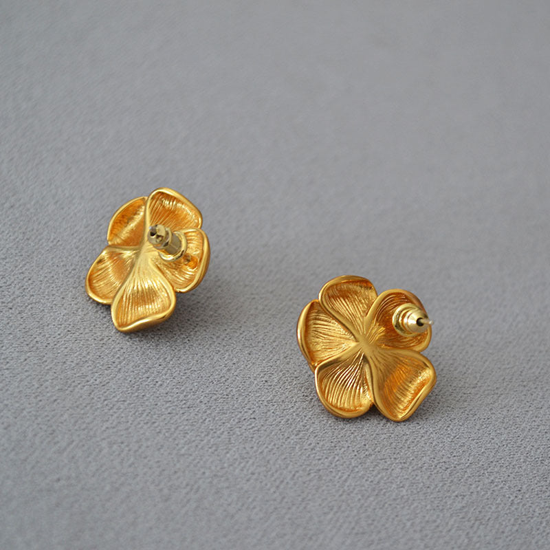 Brass Flower Pearl Earrings