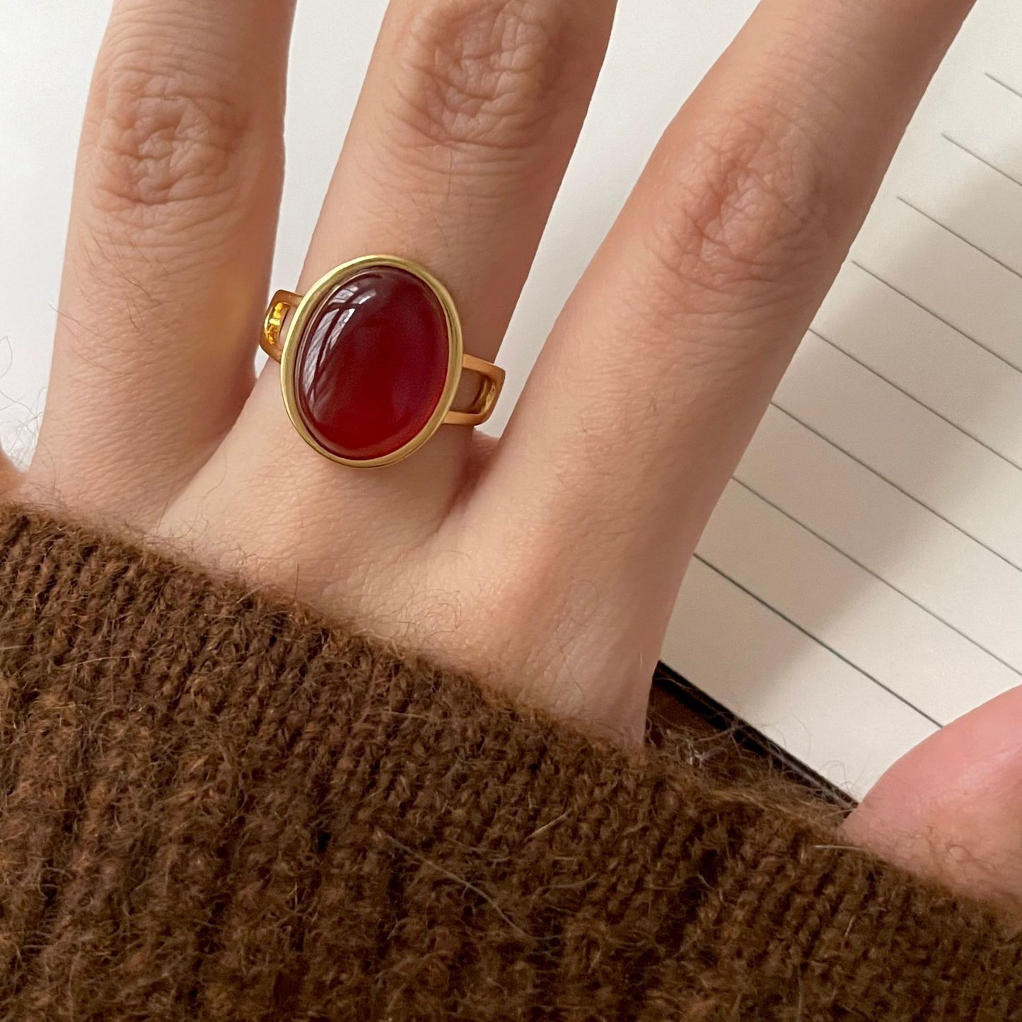 925 Sterling Silver Agate Ring