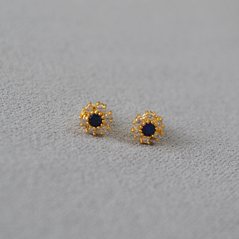 Brass CZ Flower Earring Studs