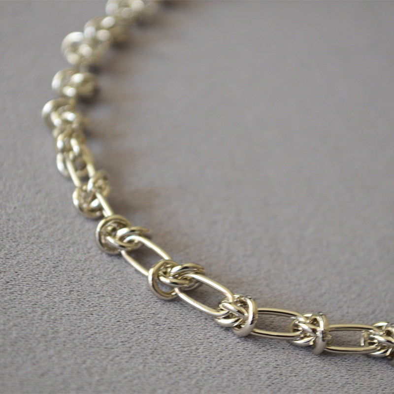 Brass Freshwater Pearl Knotted Chain Necklace