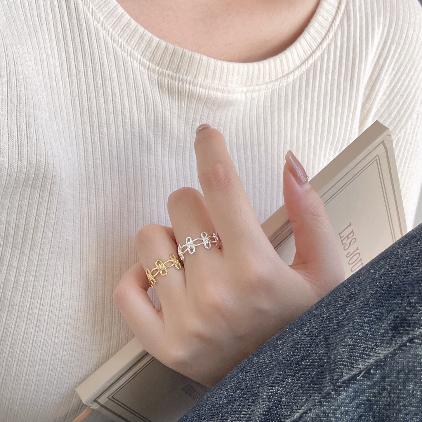 925 Sterling Silver Bow Knotted Ring