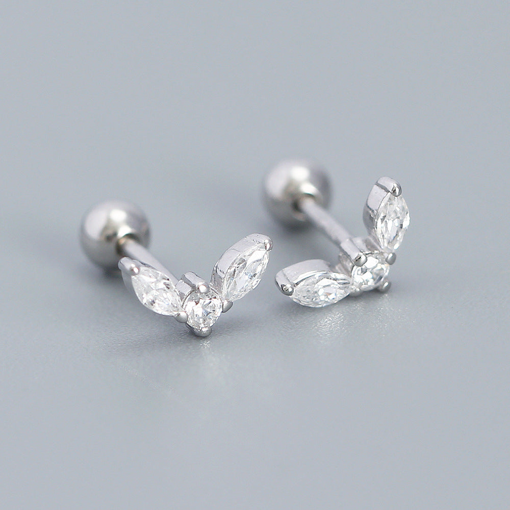 925 Sterling Silver Simple Fashion CZ Earring Studs