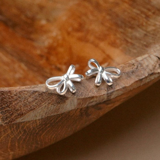 925 Sterling Silver Bow Tie Earrings