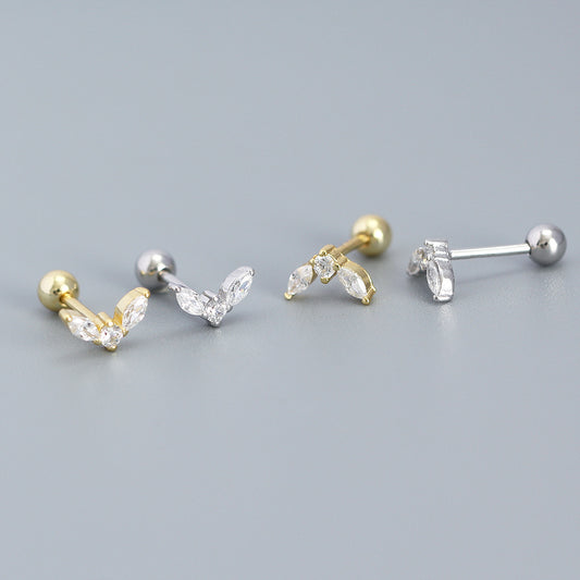 925 Sterling Silver Simple Fashion CZ Earring Studs
