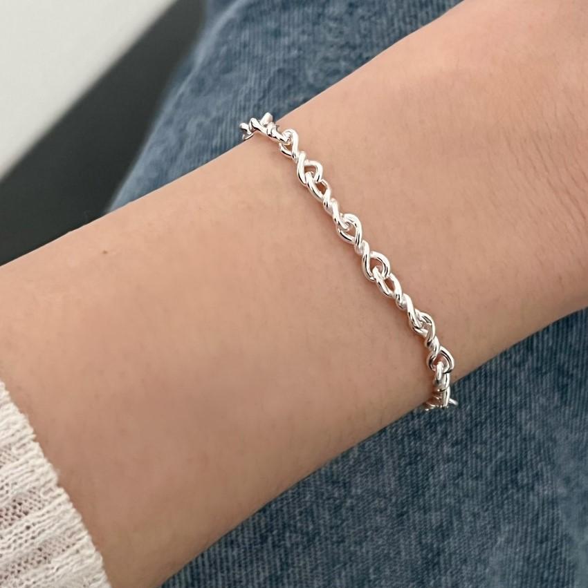 925 Sterling Silver Twisted Chain Bracelet Bangle