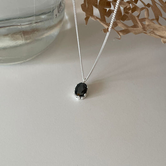 925 Sterling Silver Onyx Pendant Necklace