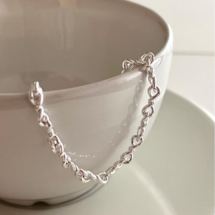 925 Sterling Silver Twisted Chain Bracelet Bangle