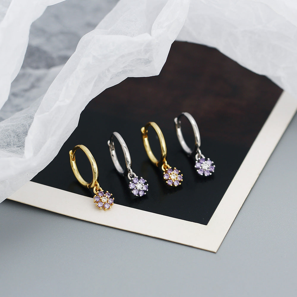 925 Sterling Silver Flower Charm Earrings