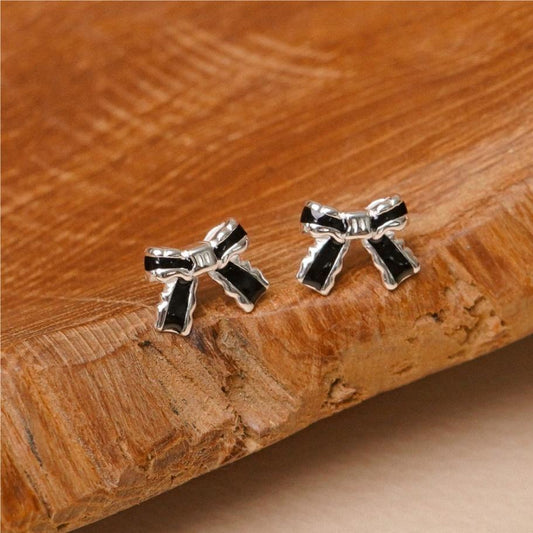 925 Sterling Silver Bow Tie Earrings