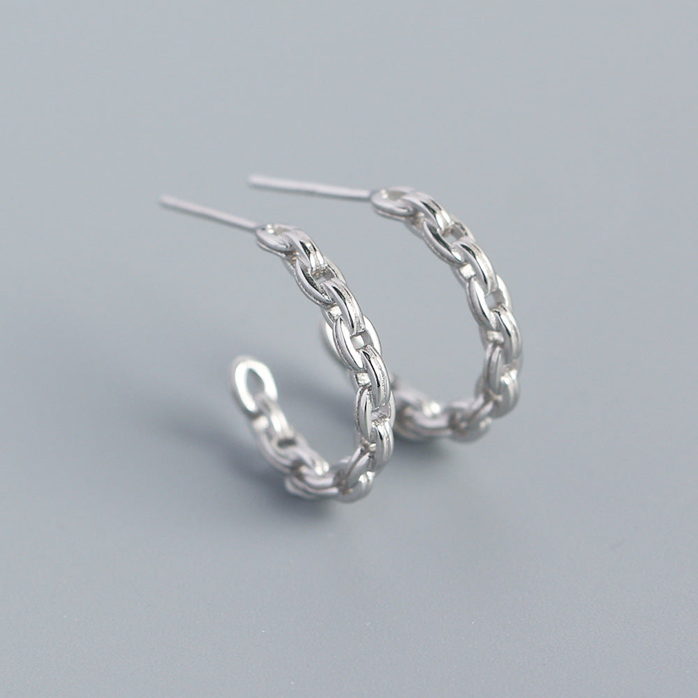 925 Sterling Silver Chain Stud Earrings