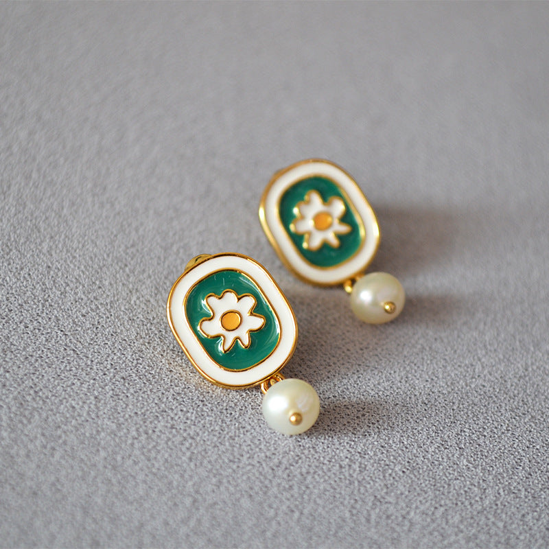 Brass And Enamal Earrings