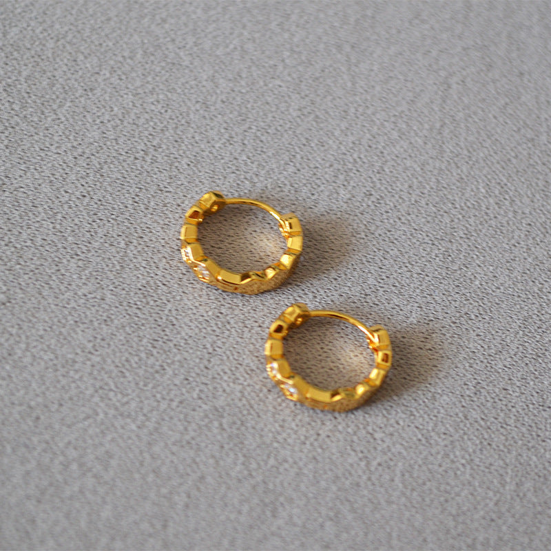 Brass Hexagon Zircons Earrings