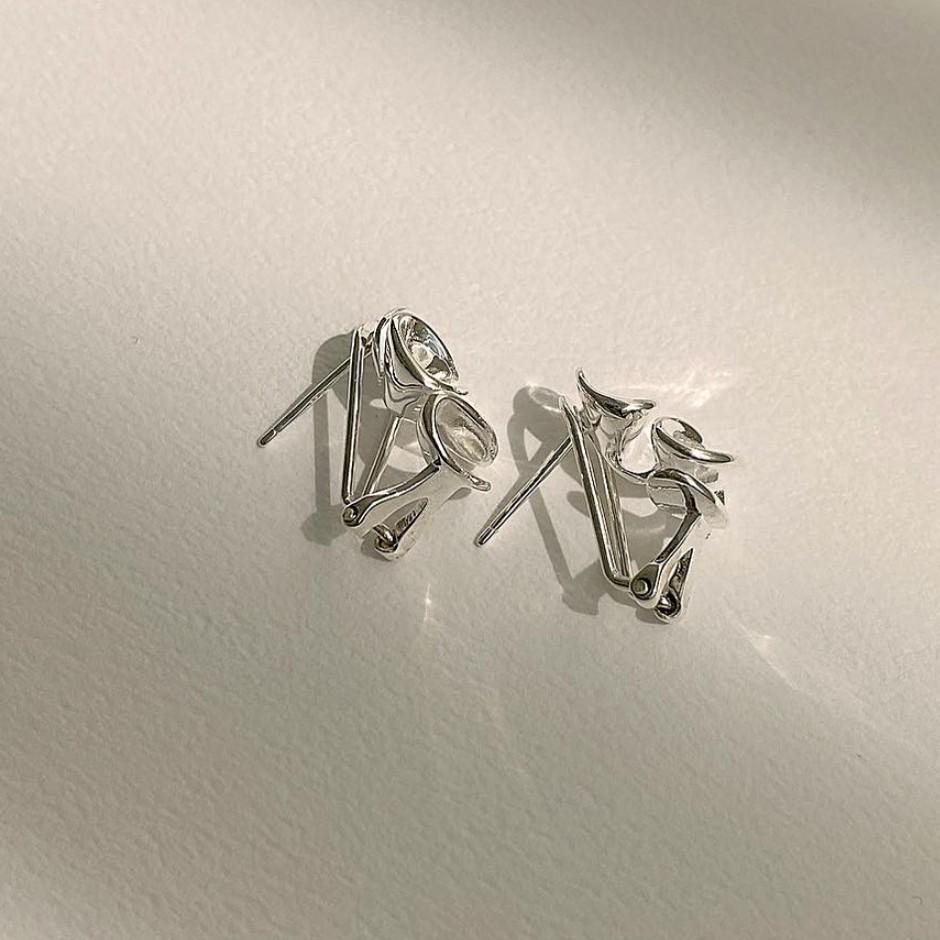 925 Sterling Silver Flower Shape Earrings