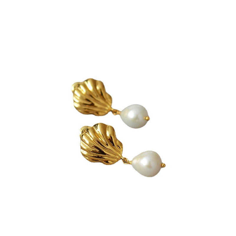 Brass Freshwater Pearl Earrings