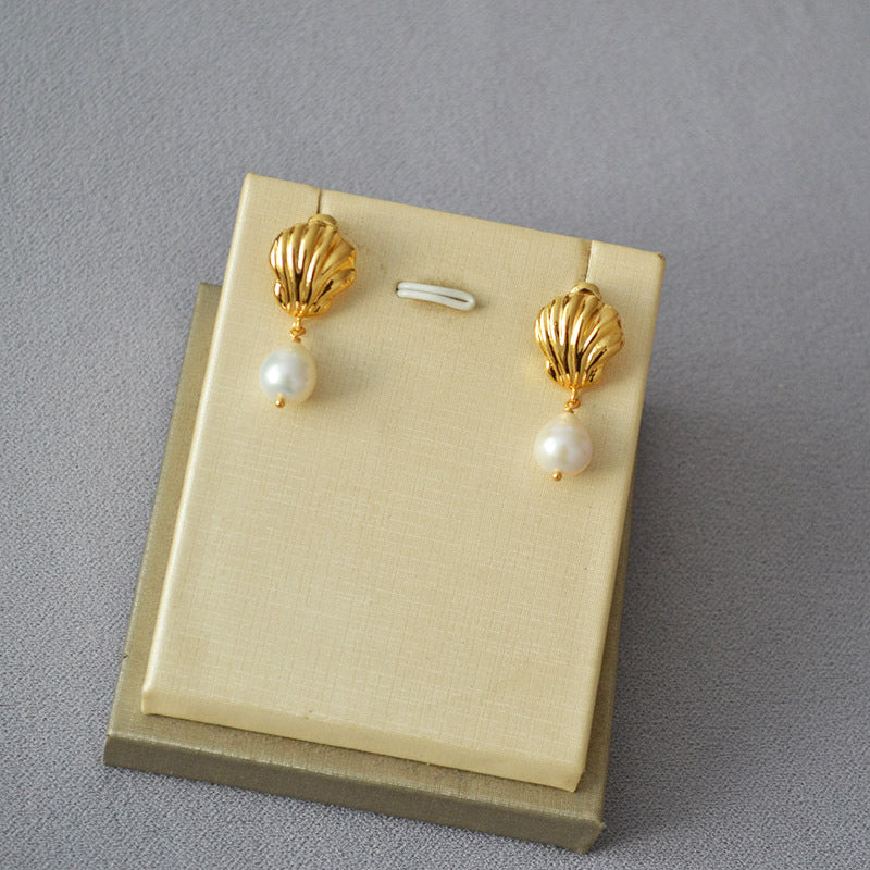 Brass Freshwater Pearl Earrings