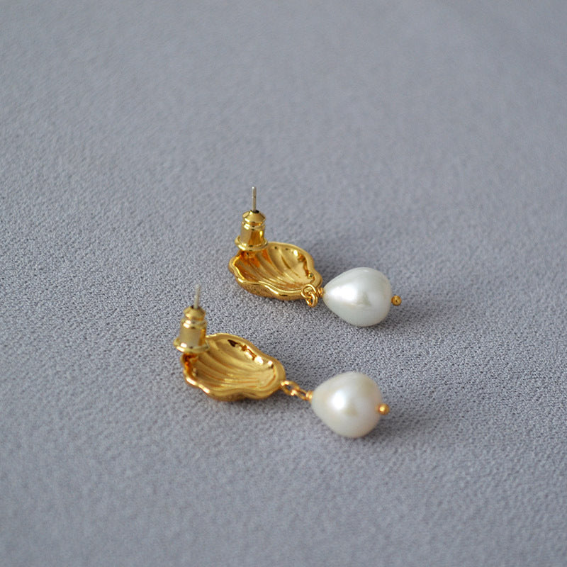 Brass Freshwater Pearl Earrings