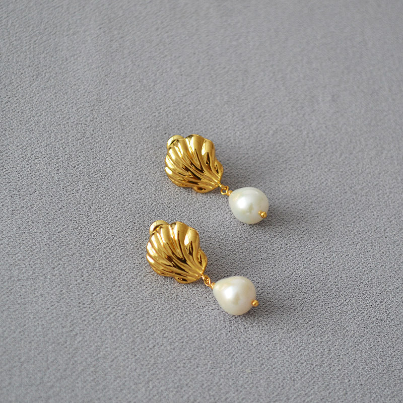 Brass Freshwater Pearl Earrings