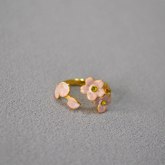 Brass Flower Enamel Ring