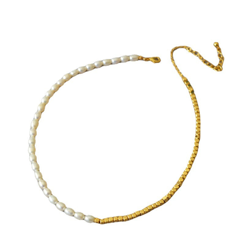 Brass Freshwater Pearl Beaded Necklace