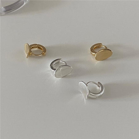 925 Sterling Silver Oval Plate Earrings