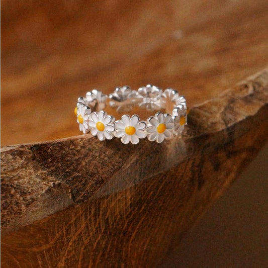 925 Sterling Silver Daisy Flower Ring