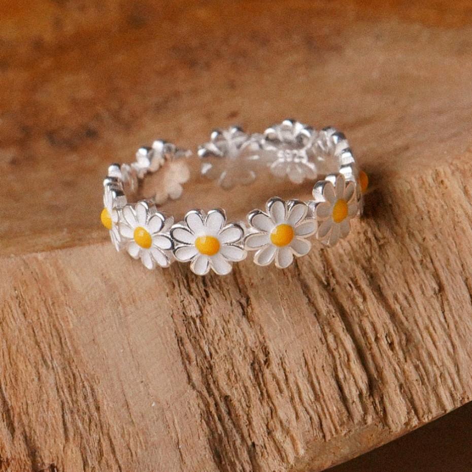 925 Sterling Silver Daisy Flower Ring
