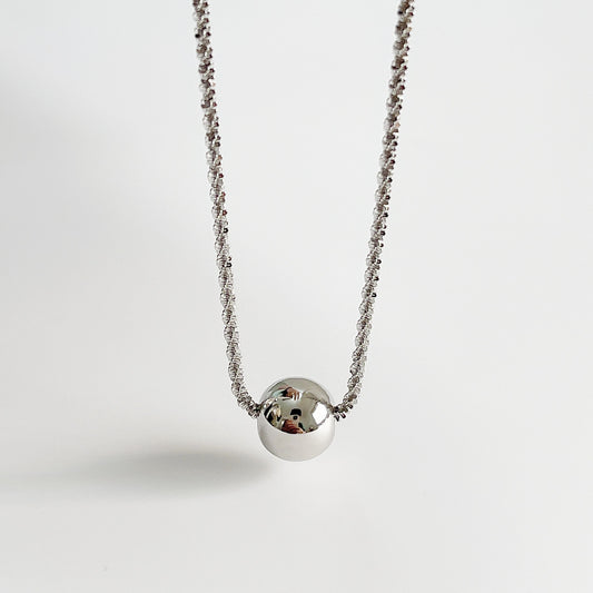 925 Sterling Silver Ball Bead Pendant Necklace