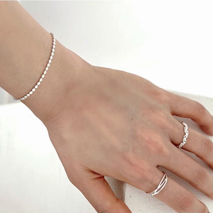 925 Sterling Silver Round Bead Chain Bracelet Bangle